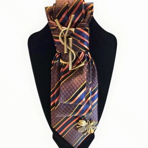 Luxury Gold and Navy Striped Tie